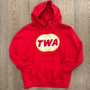 TWA Airline Airplane Red Pullover Hoodie - Vintage-Inspired Men’s Sweatshirt
